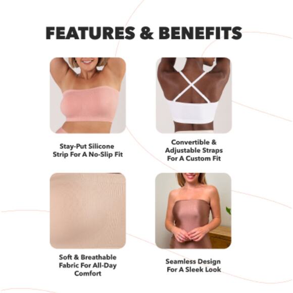 Brand New True Kind Women's Size 3XL Chai Convertible Strapless Bandeau Bra - Picture 4 of 10